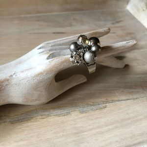 Glam Adjustable Grey Cha Cha Cocktail Ring